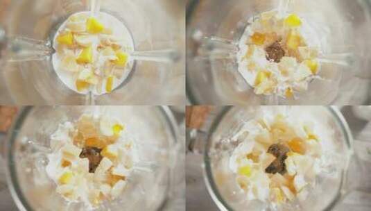 用搅拌机制作芒果奶昔高清在线视频素材下载