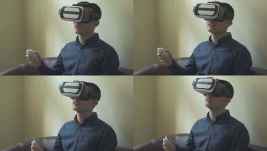 年轻人使用VR 360和3D技术高清在线视频素材下载