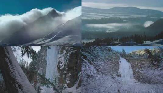东北冬季雪景风景山脉雪山滑雪雪地22高清在线视频素材下载