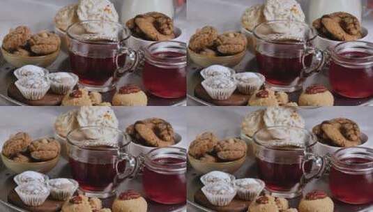 传统的摩洛哥糖果和奶茶高清在线视频素材下载
