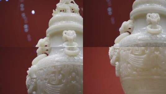 白玉雕刻玉瓶工艺品高清在线视频素材下载