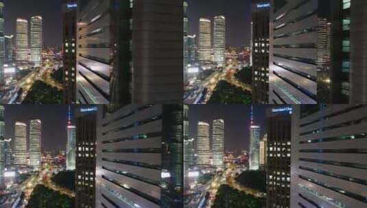 上海陆家嘴夜景-悟2航拍高清在线视频素材下载