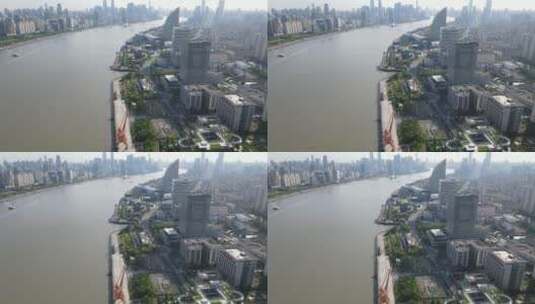 上海杨浦区黄浦江杨浦全景4K航拍高清在线视频素材下载