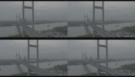 闵浦大桥航拍01（4K/50fps/灰档/降噪）高清在线视频素材下载
