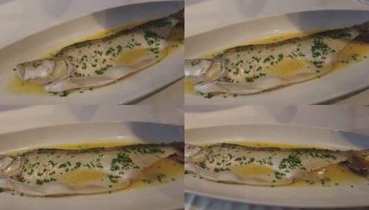 中餐清蒸白鱼高清在线视频素材下载