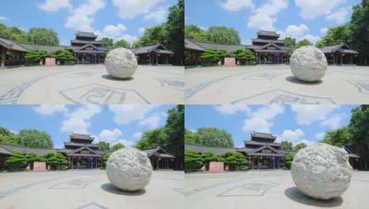 广西南宁青秀山友谊长廊广场龙珠雕塑高清在线视频素材下载