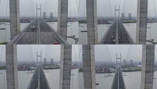 航拍上海闵浦大桥高清在线视频素材下载