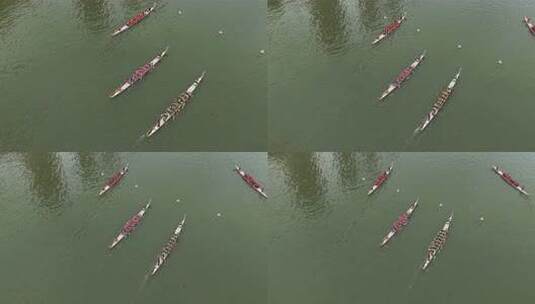 端午节赛龙舟比赛航拍龙舟俯拍龙舟划桨划船高清在线视频素材下载