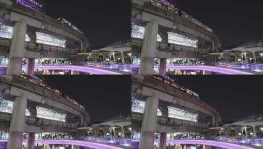 东南亚泰国曼谷网红天桥拥挤的车流和人流高清在线视频素材下载