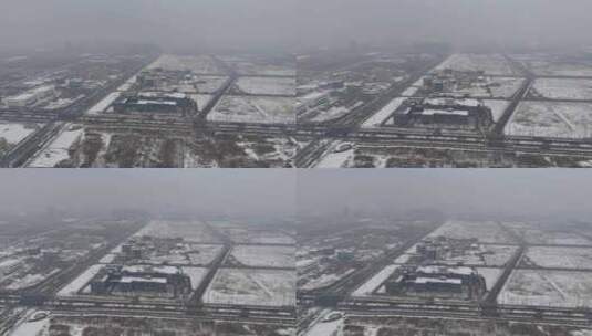 航拍城市雪景 石家庄 交通高清在线视频素材下载