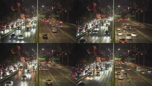 深圳滨河大道车流延时城市道路夜晚交通夜景高清在线视频素材下载