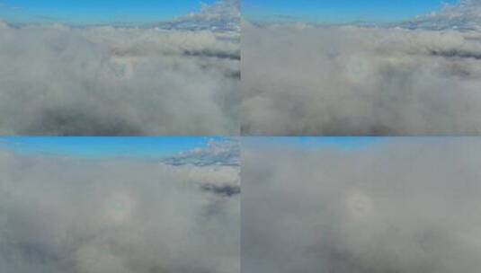 西山凌虚阁云海下的昆明城市风光航拍高清在线视频素材下载
