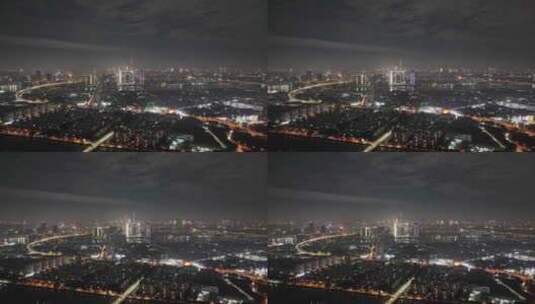 广州番禺区夜景航拍高清在线视频素材下载