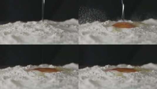 蛋液冲击面粉高清在线视频素材下载