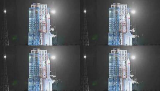 海南文昌火箭发射基地长征五B载着遥感卫星高清在线视频素材下载