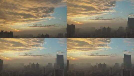 都市雾霾清晨高清在线视频素材下载