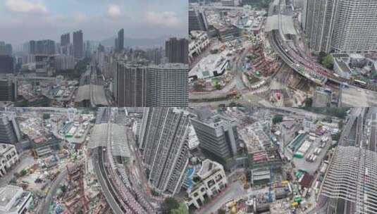 香港西九龙站航拍高清在线视频素材下载