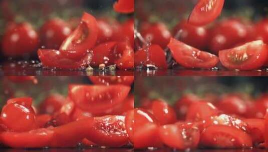 多汁的新鲜番茄片高清在线视频素材下载