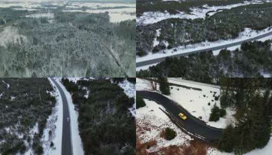 新疆喀纳斯雪景 冰雪公路行车航拍高清在线视频素材下载