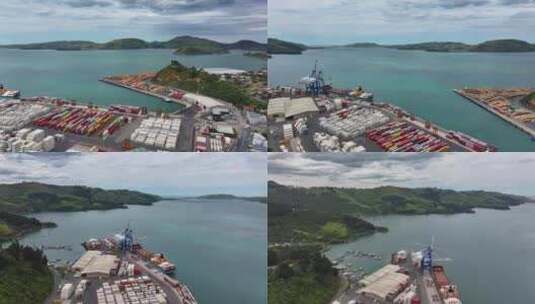 航拍新西兰达尼丁市港口风光高清在线视频素材下载