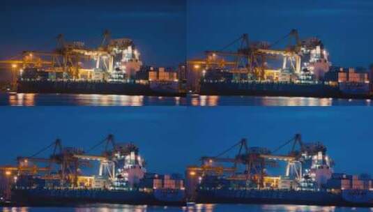 港口码头集装箱货轮高清在线视频素材下载