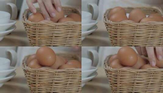从篮子里拿出鸡蛋高清在线视频素材下载