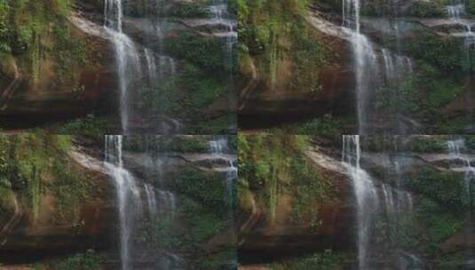 石壁瀑布流水水流高清在线视频素材下载