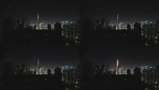 福田区CBD夜景航拍高清在线视频素材下载