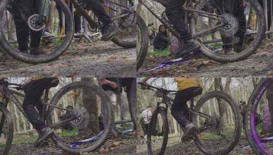 林间山地自行车骑行赛事高清在线视频素材下载