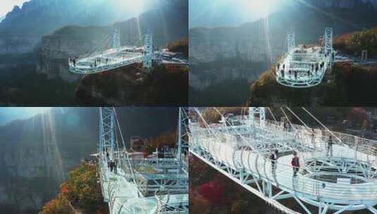 太行山梦幻谷天梯悬廊高清在线视频素材下载