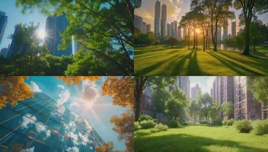 绿色城市碳中和生态城市低碳生活视频素材高清在线视频素材下载