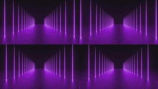暗室中的紫色霓虹灯隧道高清在线视频素材下载