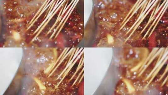 中国重庆市特色美食串串火锅-煮串串高清在线视频素材下载