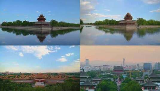北京故宫紫禁城角楼护城河延时高清在线视频素材下载