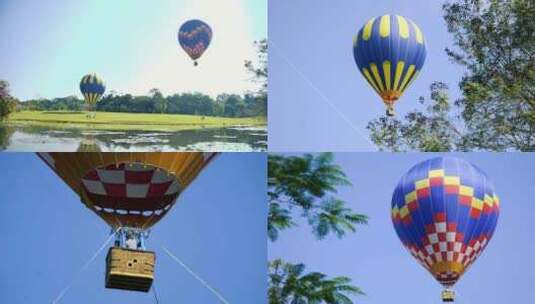西双版纳热带植物园-热气球(合集)高清在线视频素材下载