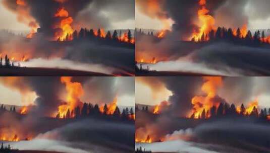 AIGC作品 森林大火山火防治高清在线视频素材下载