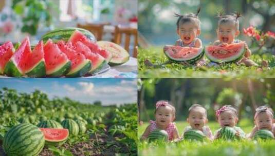 西瓜 夏日 吃西瓜 冰西瓜 夏至高清在线视频素材下载