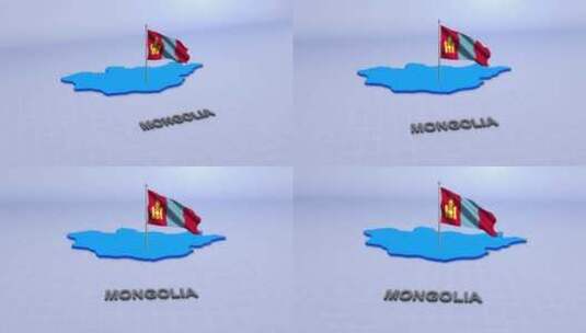 蒙古国旗地图高清在线视频素材下载