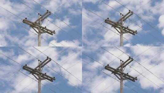 天空下的电线杆高清在线视频素材下载
