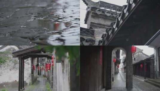 常州杨桥古村雨天意境高清在线视频素材下载