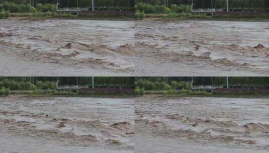 实拍暴雨后洪水 山洪  泥石流高清在线视频素材下载