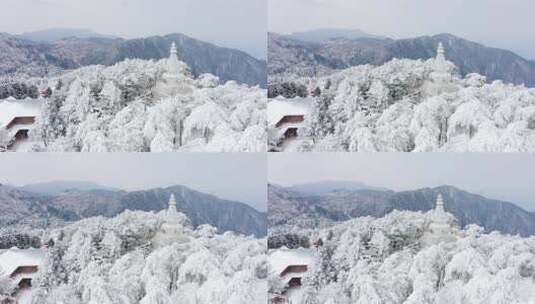 庐山雪中寺庙高清在线视频素材下载