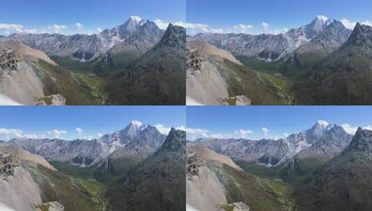 稻城亚丁景区 洛绒牛场 夏诺多吉雪山高清在线视频素材下载