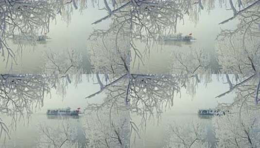 雾气雾凇游船国旗冰雪旅游宣传片口播素材高清在线视频素材下载