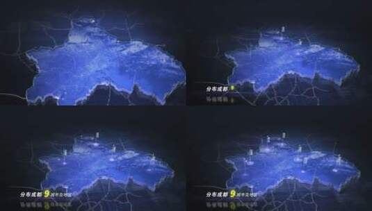 【无插件】蓝色科技感地图成都高清AE视频素材下载