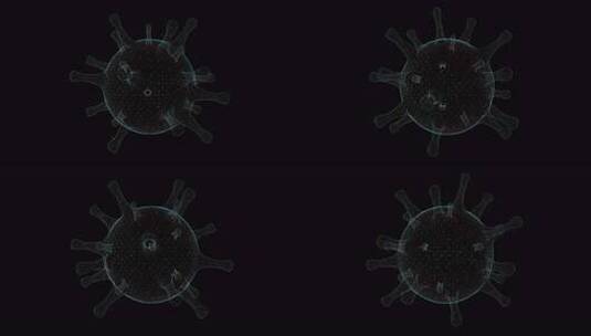 3D无缝循环病毒全息线框图高清在线视频素材下载