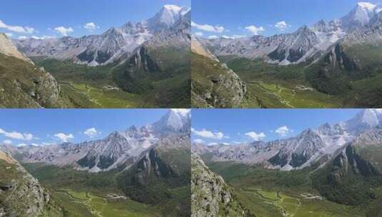 稻城亚丁景区 洛绒牛场 夏诺多吉雪山高清在线视频素材下载