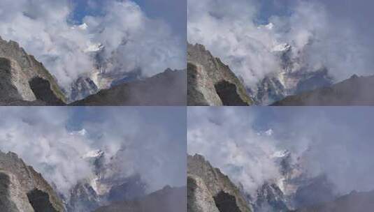 航拍四川甘孜贡嘎山卫峰爱德嘉峰雪山风光高清在线视频素材下载