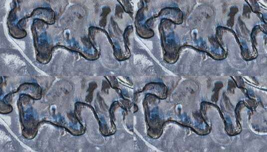 内蒙古冬季伊根河湿地蜿蜒河流高清在线视频素材下载