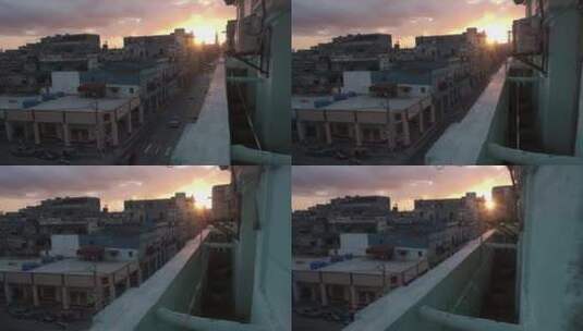 古巴哈瓦那街道夕阳地拍高清在线视频素材下载